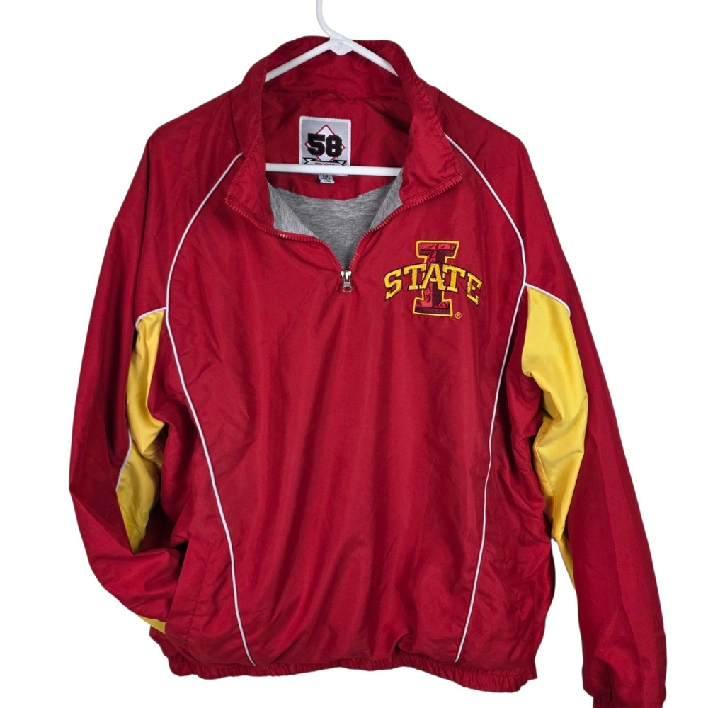 58 Sports Iowa State Windbreaker Mens Large Pullover Quarter Zip Cyclones NCAA